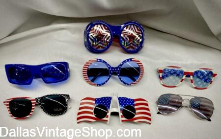 AMERICA 250 CRAZY COSTUMES: Shown here are some of our Outlandish Patriotic Sunglasses, Pop Star Quality Shades and other Wild & Crazy Accessories from Dallas Vintage Shop. AMERICA 250 CRAZY COSTUMES: Get Outlandish Patriotic Sunglasses, Pop Stars Quality Shades and other Wild & Crazy Accessories at Dallas Vintage Shop.