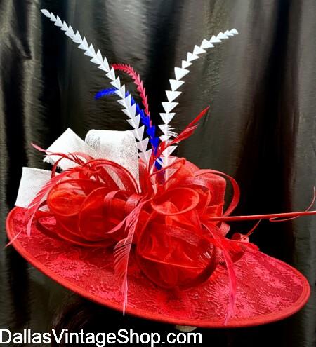 AMERICA 250 CHURCH HATS: Shown here is one of many Patriotic Designs, High Fashions, 4th of July Showy Hats, Beautiful Creations, Quality Fascinators and we Customize & Embellish for you at Dallas Vintage Shop. AMERICA 250 CHURCH HATS: Get Patriotic Designs, High Fashions, 4th of July Showy Hats, Beautiful Creations, Quality Fascinators and we Customize & Embellish for you at Dallas Vintage Shop.