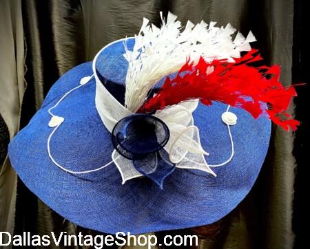 JULY 4TH BEAUTIFUL HATS: Shown here is one of our Fabulous Ladies Red, White, Blue Patriotic Large Hats. We also have Fascinators, Fashionable, Stylish, Customized & Embellished from Dallas Vintage Shop. JULY 4TH BEAUTIFUL HATS: Get Fabulous Ladies Red, White, Blue Patriotic Large Hats or Fascinators, Fashionable, Stylish, Customized & Embellished from Dallas Vintage Shop.