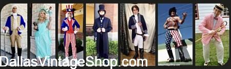 AMERICA 250: July 4, 2026. Shown here are some of our Iconic, Symbolic Characters & Outfits for the 250th Birthday of America Celebrations from Dallas Vintage Shop AMERICA 250: July 4, 2026. Get Iconic, Symbolic Characters & Outfits for the 250th Birthday of America Celebrations at Dallas Vintage Shop