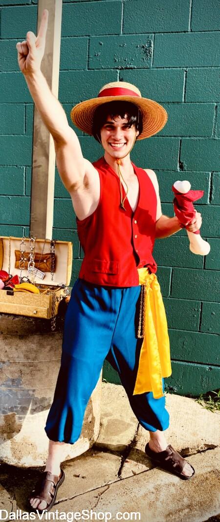 ANIME NORTH TEXAS COSTUME RULES: Aug 7-9, 2026: Props, Costume Contest & Great Costumes. Shown here is our Buddy D Luffy. One Piece Outfit from Dallas Vintage Shop. ANIME NORTH TEXAS COSTUME RULES: Aug 7-9, 2026: Props, Costume Contest & Great Costumes like Buddy D Luffy. One Piece Outfit from Dallas Vintage Shop.