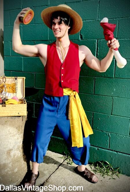 ANIME COSPLAY CHARACTERS: Get this Anime Character, Buddy D. Luffy, One Piece Outfit and many more at Dallas Vintage Shop.