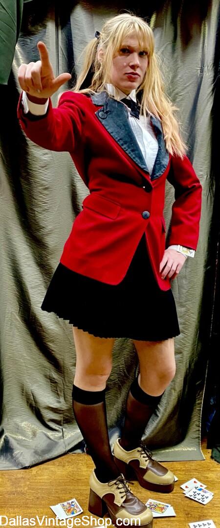 ANIME CHARACTERS: Shown here is our Mary Saotome, Kakegurui, Compulsive Gambler, Student Costume . Get this Outfit and many others. Also get Anime Event Listings in the DFW Area Complete Guide from Dallas Vintage Shop. ANIME CHARACTERS: Get Mary Saotome, Kakegurui, Compulsive Gambler, Student Costume & others. Also get Anime Event Listings in the DFW Area Complete Guide from Dallas Vintage Shop.