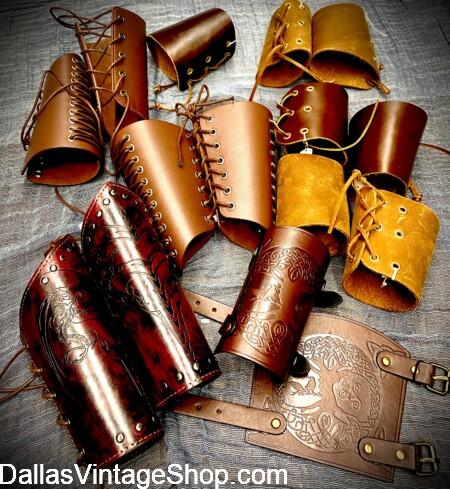 BURNING MAN AXIS MUNDI Costume Ideas: Shown here is a fraction of the Cool Rustic, Earthy Leather, Faux Leather & Fabric Bracers & Wrist Wraps from Dallas Vintage Shop. BURNING MAN AXIS MUNDI Costume Ideas: Get Rustic, Earthy Leather, Faux Leather & Fabric Bracers & Wrist Wraps at Dallas Vintage Shop.