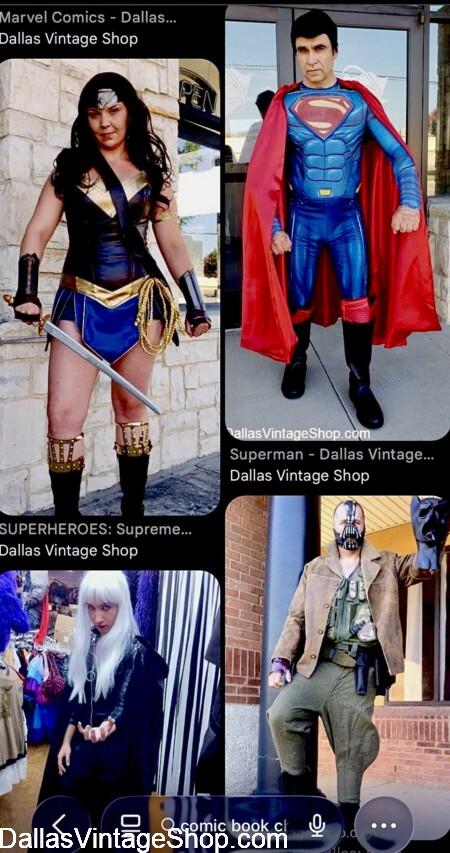 HERE ARE SOME Fan Expo 2026 Costumes for SUPERHEROES, VILLAINS, MARVEL & DC COMICS from Dallas Vintage Shop. Shown here is Wonder Woman, Superman, Storm & Bane Supreme Outfits. HERE ARE SOME Fan Expo 2026 Costumes for SUPERHEROES, VILLAINS, MARVEL & DC COMICS from Dallas Vintage Shop.
