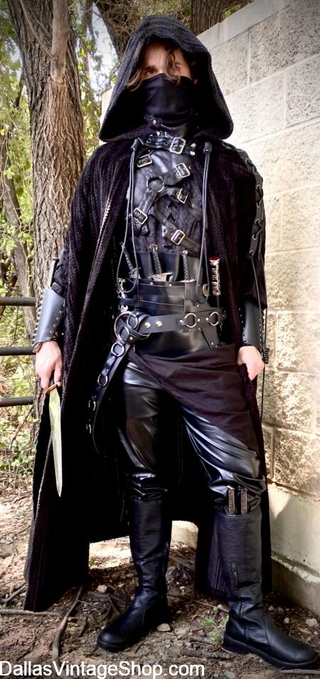 D&D COSPLAY: Shown here is our Rogue, Spell-blade Assassin Outfit. You can find Complete Costumes, Gear, Assassin Blades, Hooded Cowls, Weapon Belts & Harnesses, Boots, Bracers & Supreme Quality Cloaks at Dallas Vintage Shop. D&D COSPLAY: Rogue, Spell-blade Assassin Outfit. Get Complete Costumes, Gear, Assassin Blades, Hooded Cowls, Weapon Belts & Harnesses, Boots, Bracers & Supreme Quality Cloaks at Dallas Vintage Shop.