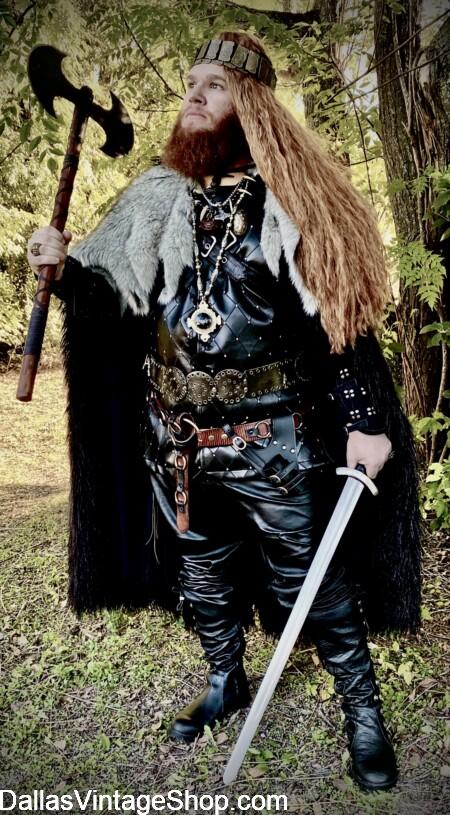 D&D OUTFITS: Shown here is Barbarian Beserker with LARP Cosplay Weapons, Garb, & Gear from Dallas Vintage Shop. D&D OUTFITS: Get Barbarian Beserker, LARP Cosplay Weapons, Garb, & Gear at Dallas Vintage Shop.