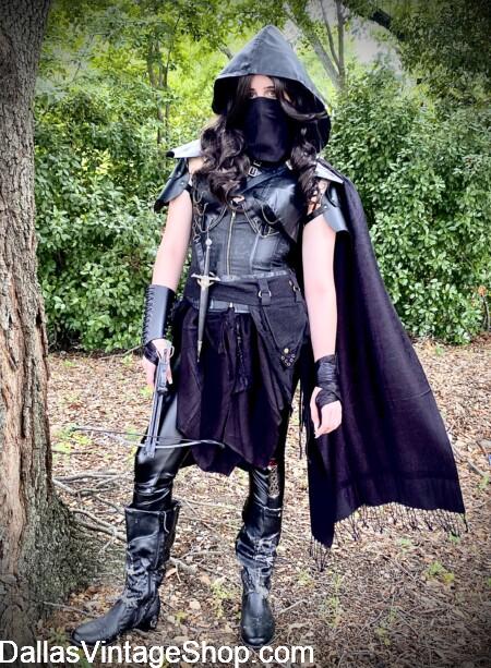 D&D COSTUMES: Get this Rogue Assassin, Lethal Shadow Killer Outfit with Hooded Cowls, Cloaks, Corsets, Waist Belts with Pouches & LARP Gear from Dallas Vintage Shop. D&D COSTUMES: Get this Rogue Assassin, Lethal Shadow Killer Outfit with Hooded Cowls, Cloaks, Corsets, Waist Belts with Pouches & LARP Gear from Dallas Vintage Shop.