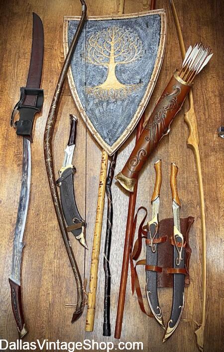DUNGEONS & DRAGONS COSPLAY ACCESSORIES: Shown here are some of our D&G Wood Elf Weapons, Bows, Quivers, Swords, Scabbards, Daggers, Shields & Bo Staffs from Dallas Vintage Shop. DUNGEONS & DRAGONS COSPLAY ACCESSORIES: Get D&G Wood Elf Weapons, Bows, Quivers, Swords, Scabbards, Daggers, Shields & Bo Staffs at Dallas Vintage Shop.