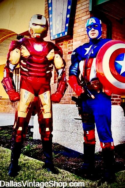FAN EXPO OUTFITS DALLAS: CLICK HERE for the Fan Expo Costume Policies & shown here are great Ideas like these Iron Man & Captain America Costumes from Dallas Vintage Shop. FAN EXPO OUTFITS DALLAS: Listed are the Fan Expo Costume Policies & Best Costume Ideas like Iron Man & Captain America from Dallas Vintage Shop.