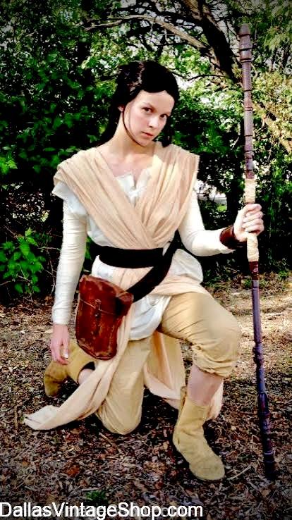 FAN EXPO DALLAS REY COSTUME: Shown here is our Star Wars, Rey Costume for Cosplay Conventions. We also have Anime, RPG, TTRPG, Sci-fi, Action Characters, Movie, TV & Video Game Quality Costumes & Accessories at Dallas Vintage Shop. FAN EXPO DALLAS REY COSTUME: Get Star Wars, Cosplay, Anime, RPG, TTRPG, Sci-fi, Action Characters, Movie, TV & Video Game Quality Costumes & Accessories at Dallas Vintage Shop.