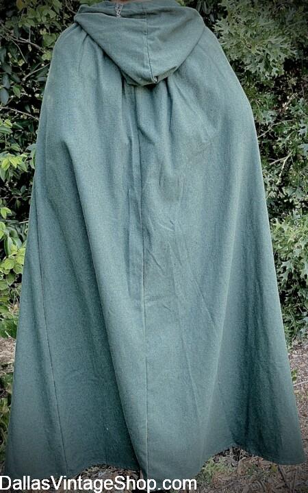 D&D FIGHTING WOOD ELF RANGER HOODED CLOAK. We have other Elven Garb & Gear, Hooded Cowls, Rangers Weapons, Belts & Swords at Dallas Vintage Shop.