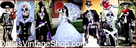 PREMIER COSTUME EVENTS GUIDE DFW: DIA DE LOS MUERTOS EVENTS DFW 2026: Oct. 31-Nov 2(main celebrations). Get Event Dates, Locations & Details HERE. SEE: Dia de los Muertos Events DFW. Also, Get Dia de los Muertos, Sugar Skull Masks or Professional Makeup, Mens Formal or Casual Outfits at Dallas Vintage Shop.