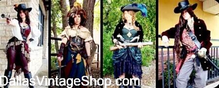 PIRATE LADY TRICORNS & OTHER HATS: Suede Tricorns, Rustic, Leather, Felt & Fancy Styles at Dallas Vintage Shop.