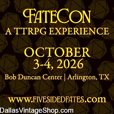 FATECON 2026 DFW EVENT: Oct. 3-4, Arlington, TX, TTRPG, D&D, A FiveSidedFates Event. Get & Create PC Race, Species, Class Costumes. Get LARP Gear, Medieval Garb & Fantasy Character Outfit Paraphernalia at Dallas Vintage Shop. FATECON 2026 DFW EVENT: Oct. 3-4, Arlington, TX, TTRPG, D&D, A FiveSidedFates Event. Get & Create PC Race, Species, Class Costumes. Get LARP Gear, Medieval Garb & Fantasy Character Outfit Paraphernalia at Dallas Vintage Shop.