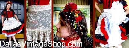 POLKA & CZECH DANCERS COSTUMES: Event in West, Texas: Czech Festival Celebration: Event Details, Location & Polka Costumes, Festival Attire, Traditional Outfits from Dallas Vintage Shop.