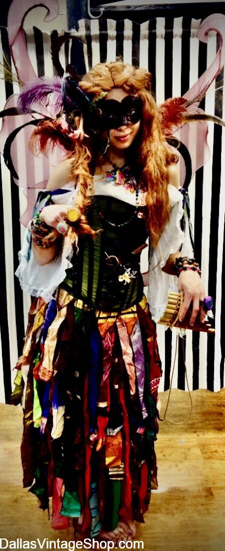CELTIC FESTIVAL DRUIDS & BARDS. When it comes to Medieval Celtic Costume Ideas, like this Very Festive Lady Bard Outfit, you can know that we have Elaborate & Creative Costumes that are perfect for Mystics, Druids, Ovates, & Seers at Dallas Vintage Shop.