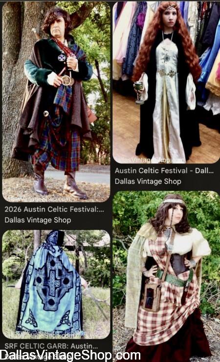 CELTIC COSTUMES: Get Outfits for Druids, Bards, Seers, Tribal Kings, Tribal Chieftains, Warriors, Craftsmen, Farmers, Merchants & Fantasy Mythological Creatures from Dallas Vintage Shop.