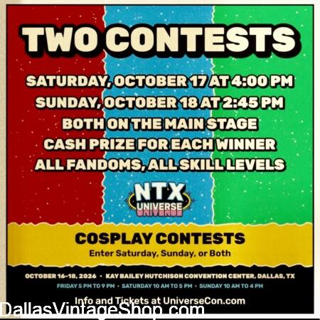 NTX Universe Costume Contests: Rules, Policies, & Cosplay Costume Suggestions from Dallas Vintage Shop.