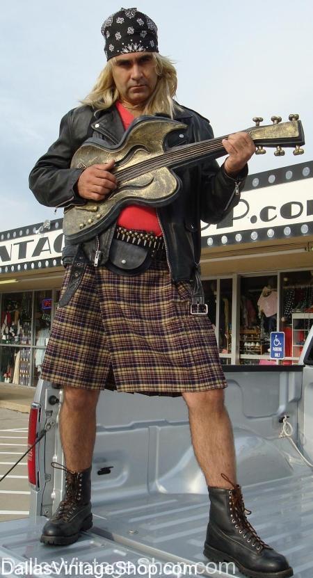 Classic Rock Guns N Roses Costume, Classic Rock Axel Rose Costume, Classic Rock Axel Rose Kilt Costume, Classic Rock Axel Rose Bandana Costume